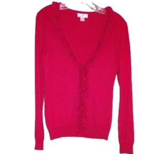 ANN TAYLOR LOFT ** Red Long Sleeve Sweater M